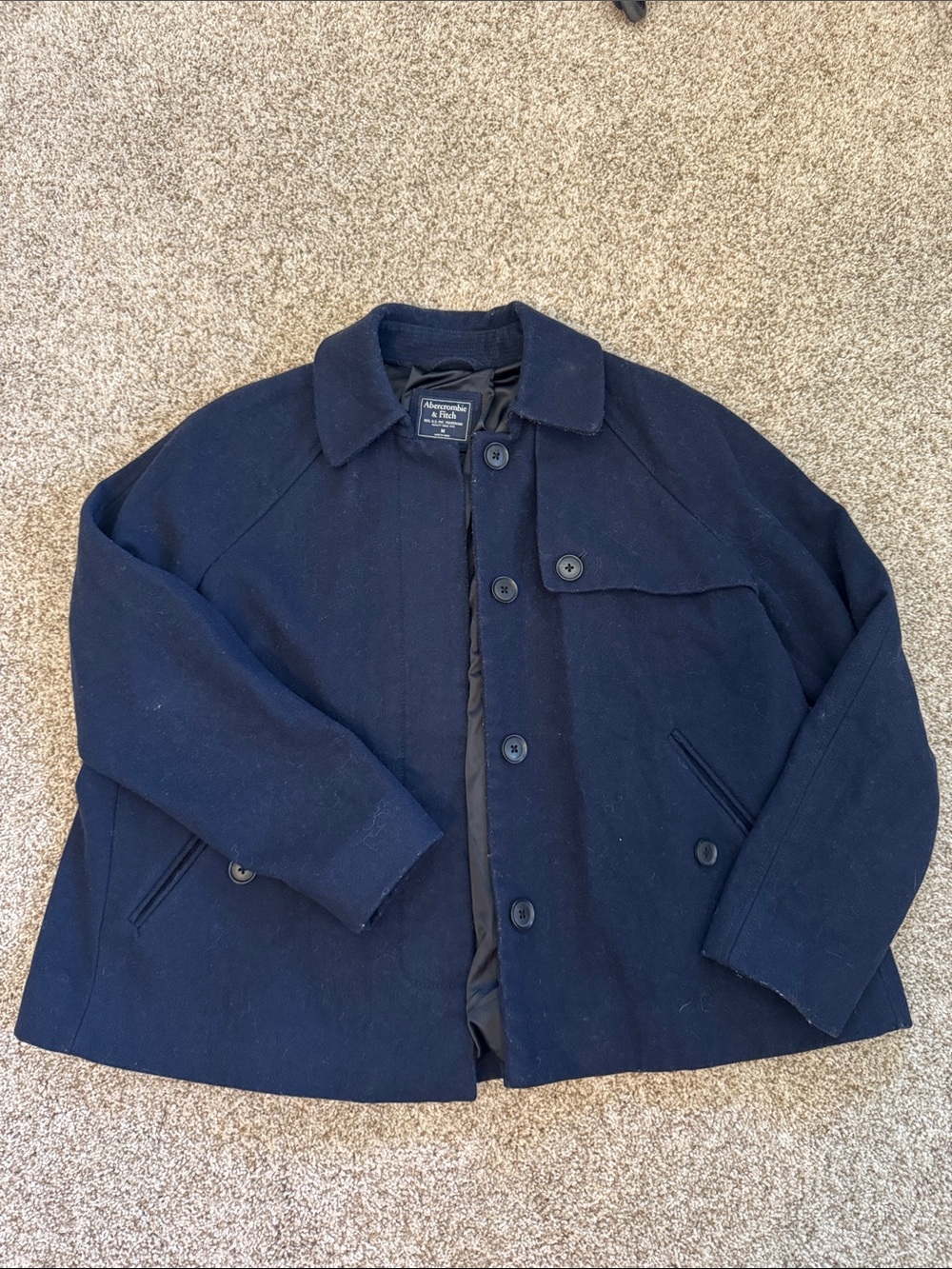 Abercrombie Woman Navy Wool Blend Peacoat Jacket